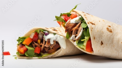 The image of a shawarma wrapper is elegantly placed on a white background.