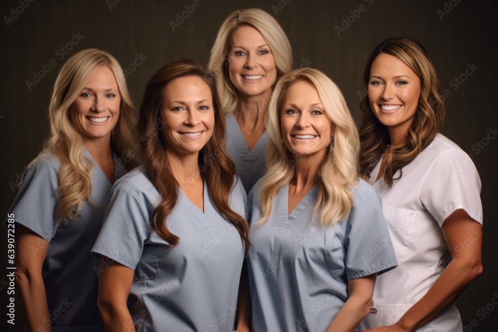 Portrait of a group of medical workers smiling at the camera. Portrait of a group of medical workers smiling at the camera.