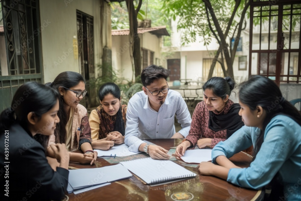 Group of students studying in library. Education concept. Selective focus. Group of students studying in library. Education concept. Selective focus.