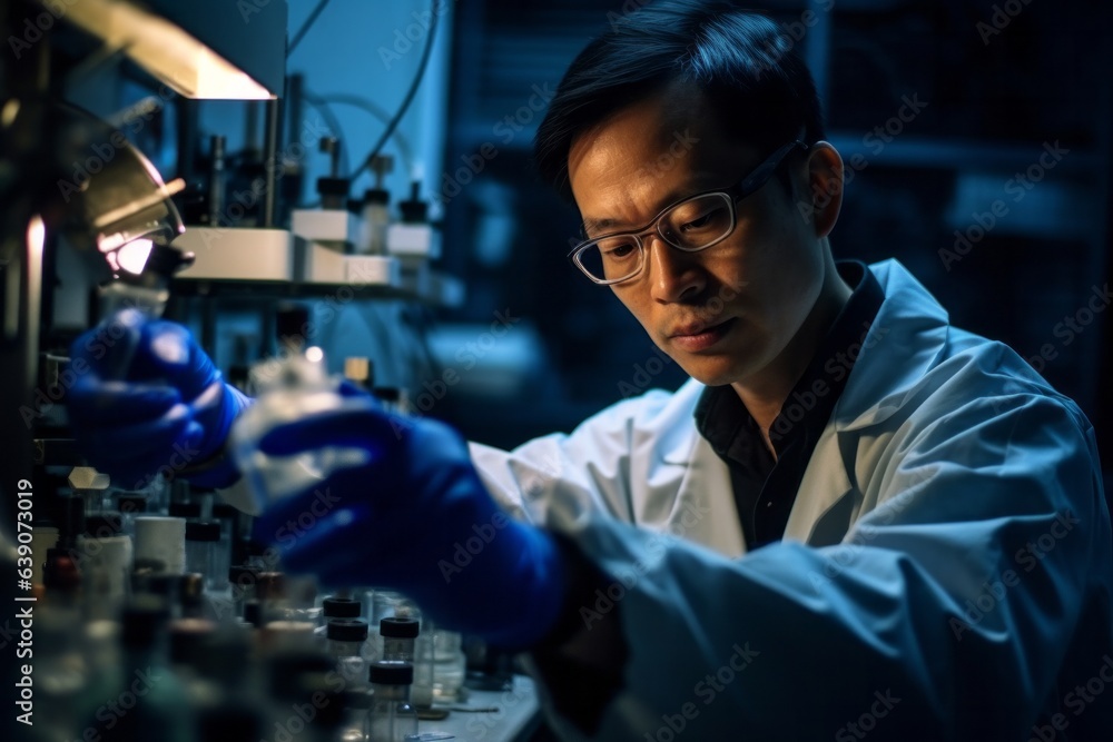 scientist working with test tube in laboratory, science research and development concept scientist working with test tube in laboratory, science research and development concept