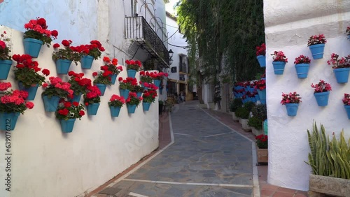 Decorated house walls in the heart of  old town Marbella, province of Andalusia, Spain photo
