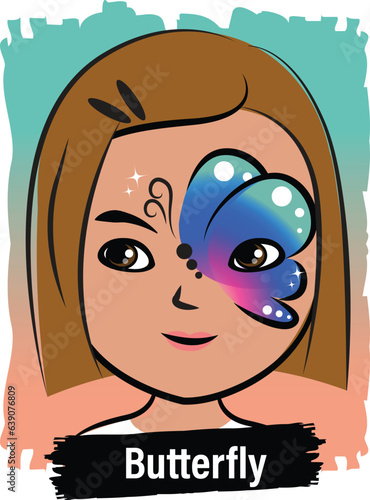 Face-Painting Creative Card Design- Side Butterfly 