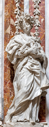 GENOVA, ITALY - MARCH 8, 2023: The marble baroque statue of Purity in the chu...