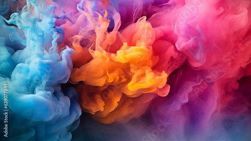 abstract background of colored smoke in water on a black isolated background.