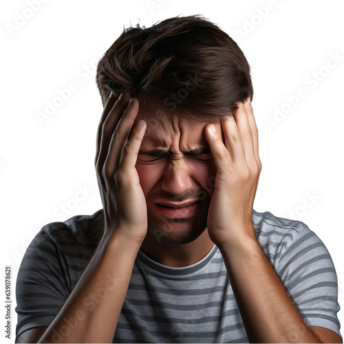 A man in anguish holding his face with his hands