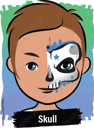 Face-Painting Creative Card Design- Half-Skull