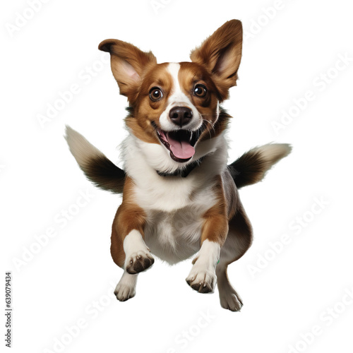 A playful dog caught mid-air while jumping © LUPACO PNG
