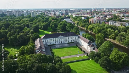 Aerial Drone shot revealing  Berlin's Tiergarten district , Germany  photo