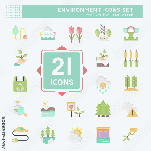 Icon Set Environment. related to Environment symbol. flat style. simple illustration. conservation. earth. clean