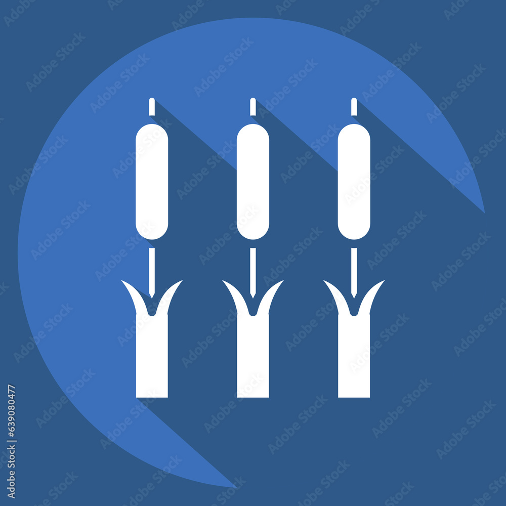 Icon Reeds. related to Environment symbol. long shadow style. simple illustration. conservation. earth. clean