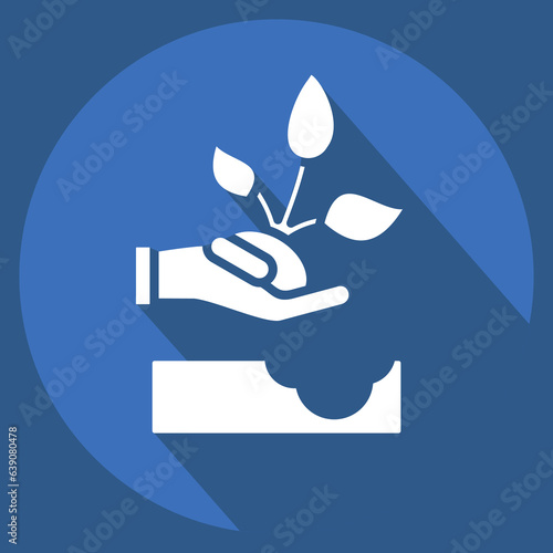 Icon Replant. related to Environment symbol. long shadow style. simple illustration. conservation. earth. clean