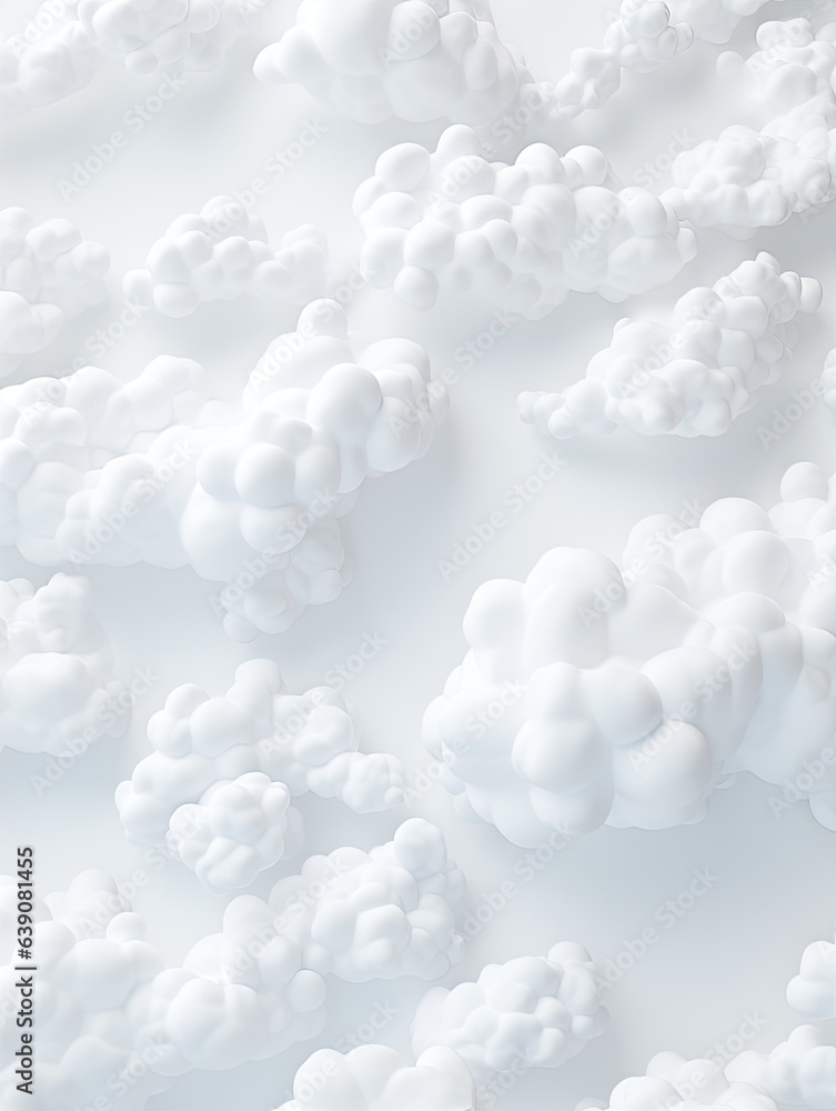 3D rendered realistic cloud copy space pattern wallpaper on white - obrazy, fototapety, plakaty 