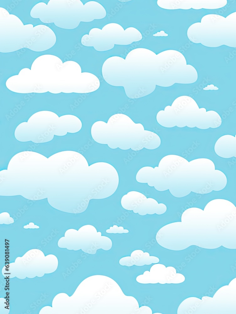 Cartoon-style cloud illustration copy space pattern wallpaper on white