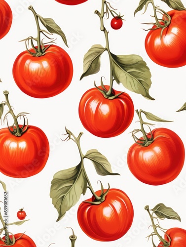 Tomato cluster copy space pattern wallpaper on white