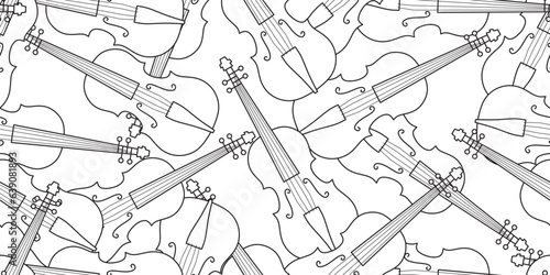 black white pile of violin seamless pattern