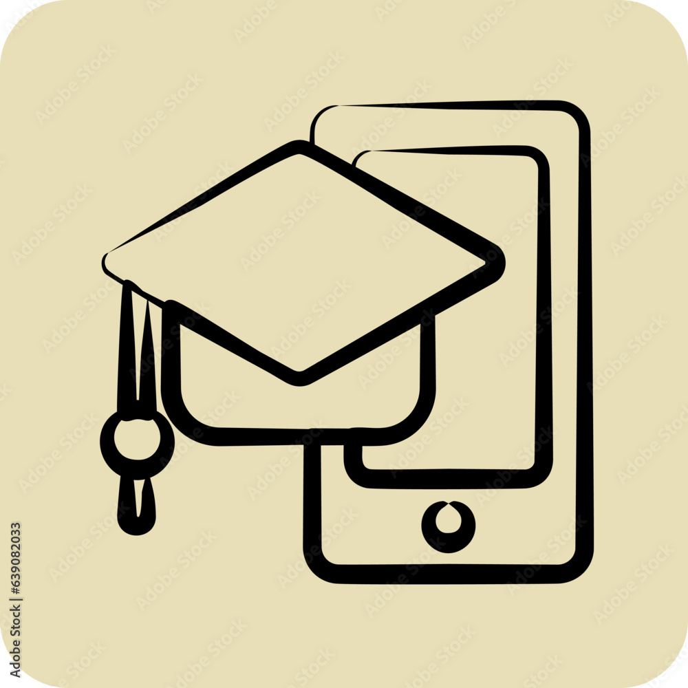 Icon Mobile Learning. related to Education symbol. glyph style. simple design editable. simple illustration Icon Mobile Learning. related to Education symbol. glyph style. simple design editable. simple illustration