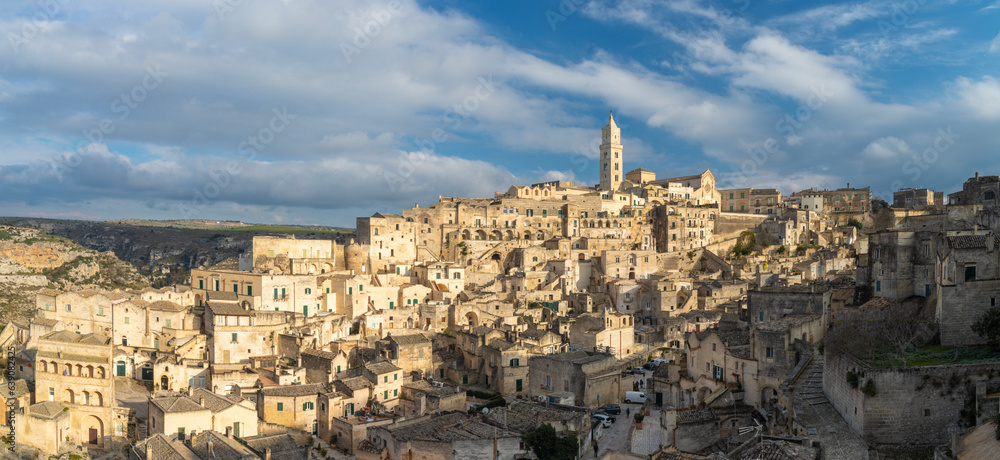 Matera - The cityscape in the evening light.;