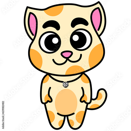 cartoon bonbon the cat mascot stand smile funny cat