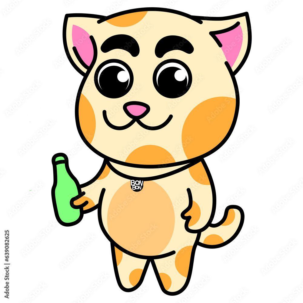 cartoon bonbon the cat mascot stand smile funny cat holding bottle smile thanks cartoon bonbon the cat mascot stand smile funny cat holding bottle smile thanks