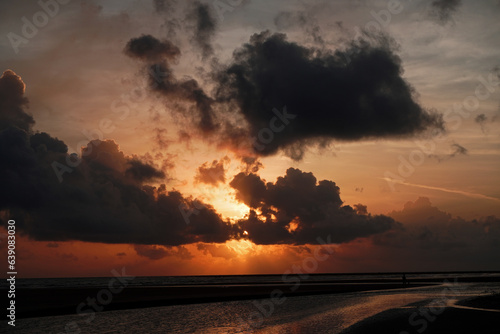 Beautiful sunset sky with seascape of Pakarang Beach, Khaolak Phang Nga, Thailand the world famous destination to traveling  and vacation photo