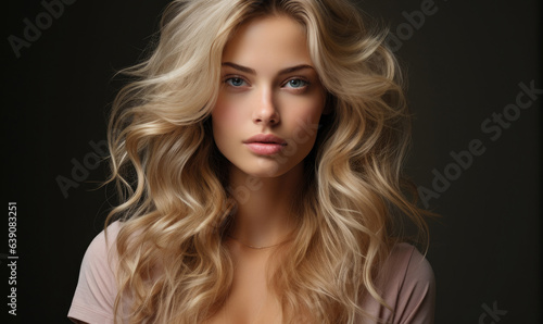 Beauty portrait of blonde hair emotional young woman