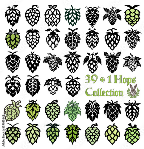 A vector set of hop icons