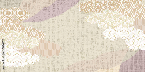 ベージュ　和柄　模様　背景
