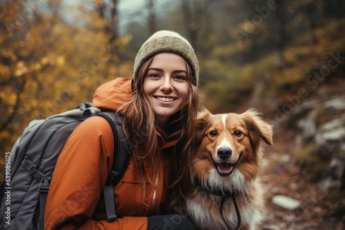 woman and her dog enjoying hiking
