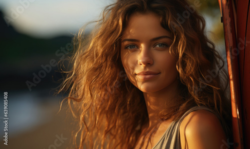 Young woman holding supboard on the beach