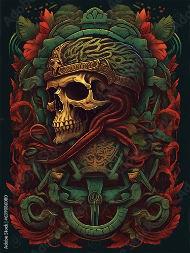 illustration face evil death skull tshirt design