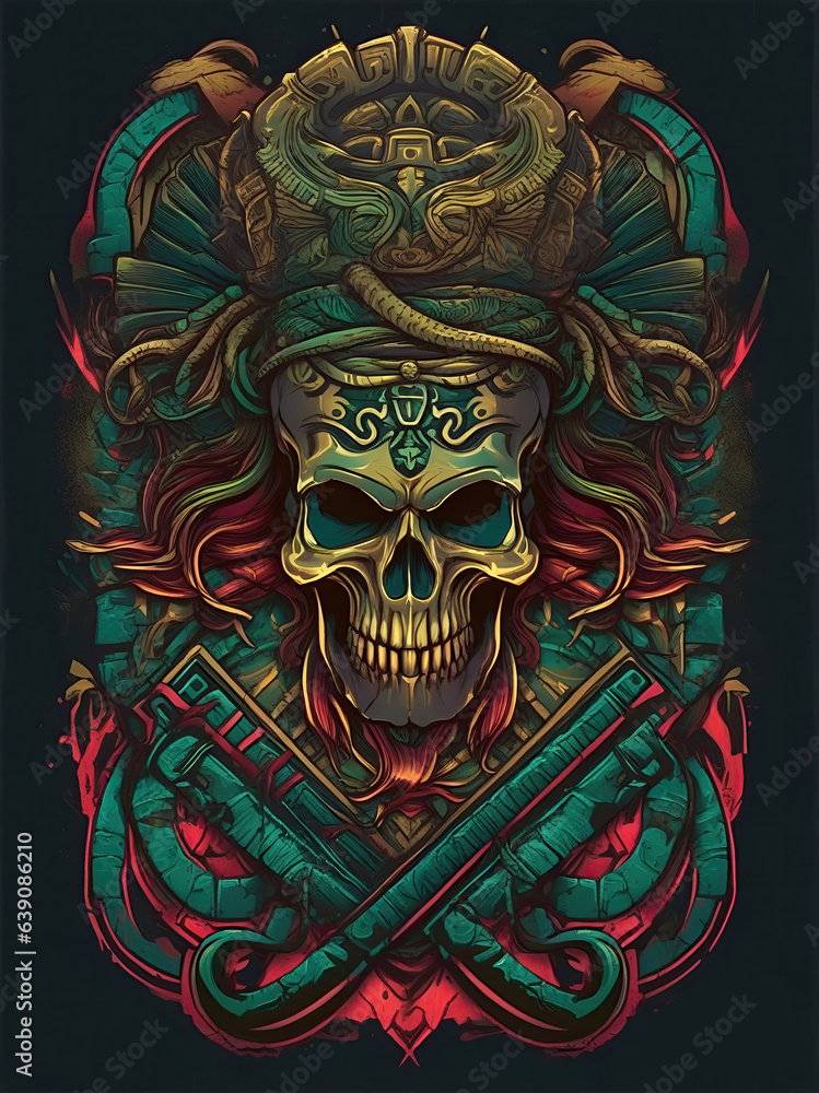 illustration face evil death skull tshirt design illustration face evil death skull tshirt design