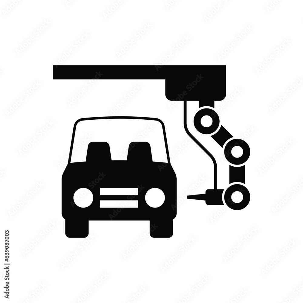 Car Production icon design. Installing new engine on the car body. isolated on white background. vector illustration