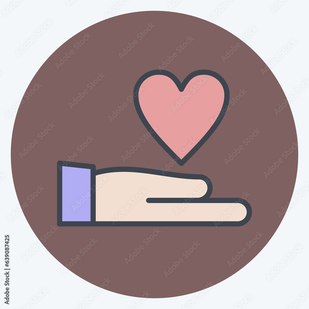 Icon Charity. related to Volunteering symbol. color mate style. Help and support. friendship Icon Charity. related to Volunteering symbol. color mate style. Help and support. friendship