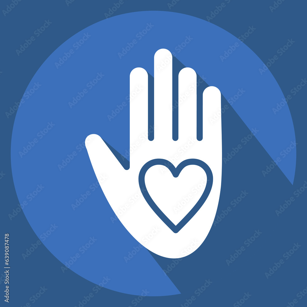 Obraz premium Icon Volunteering. related to Volunteering symbol. long shadow style. Help and support. friendship