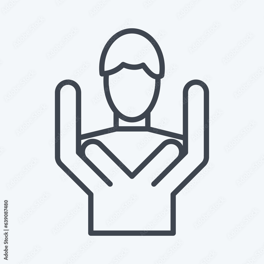 Icon Care. related to Volunteering symbol. line style. Help and support. friendship Icon Care. related to Volunteering symbol. line style. Help and support. friendship