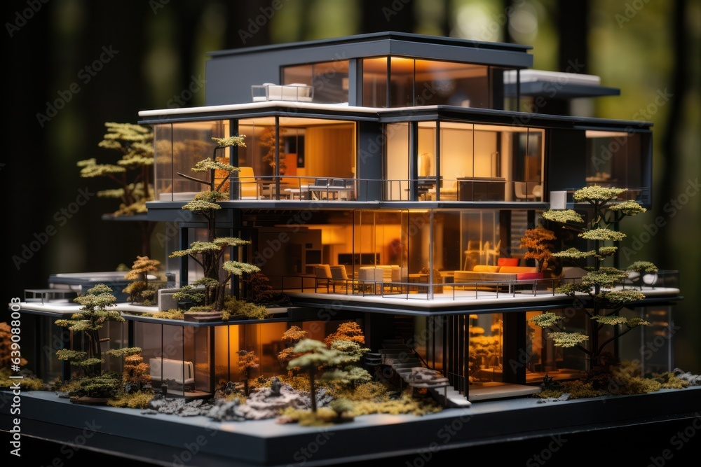 architectural model of the house in miniature. modern design. concept of construction and mortgage lending. architectural model of the house in miniature. modern design. concept of construction and mortgage lending.