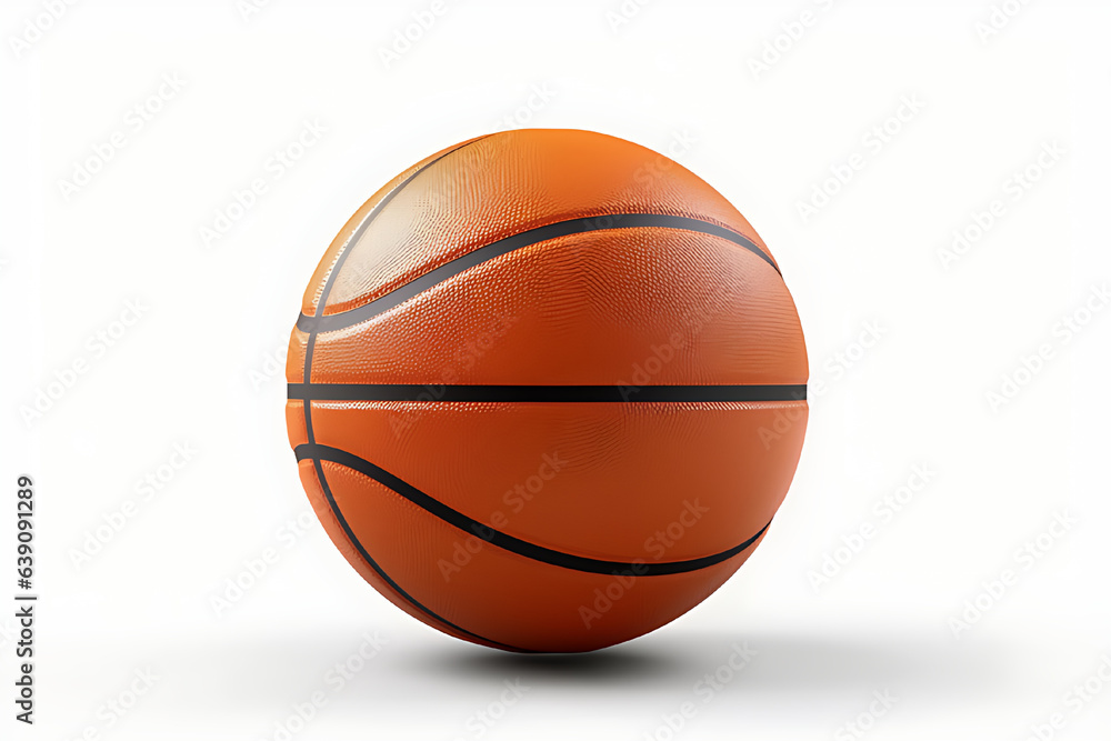 Highly detailed textured basketball ball, 3d rendering, plain background.