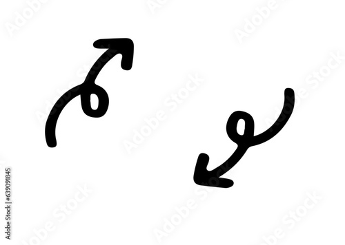 マーカーで書いたような手書きの矢印