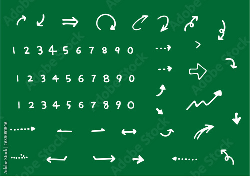 手書きの矢印と数字いろいろセット