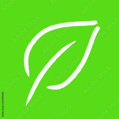 White leaf outline on green background