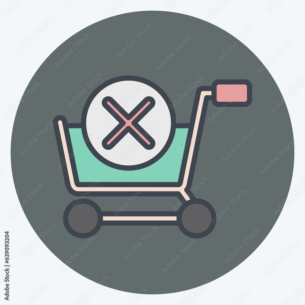 Icon Delete Cart. related to Online Store symbol. color mate style. simple illustration. shop Icon Delete Cart. related to Online Store symbol. color mate style. simple illustration. shop