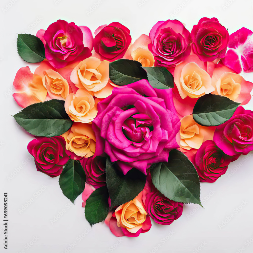 Blossom Bonds, A Heart Connected by Flowers and Leaves, Generative AI Blossom Bonds, A Heart Connected by Flowers and Leaves, Generative AI