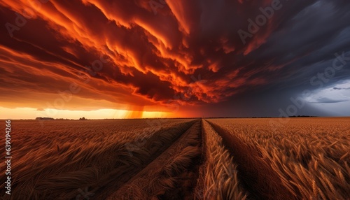 storm sunset over the field © Dinaaf
