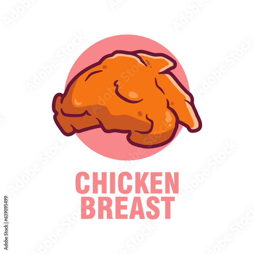 A fried chicken breast with pink circle background