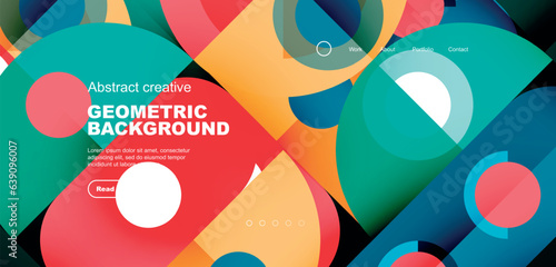 Simple circles and round elements pattern. Minimalist design geometric landing page. Creative concept for business, technology, science or print design