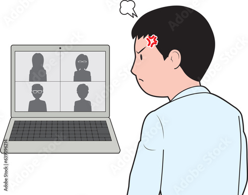 Web会議でイライラする男性