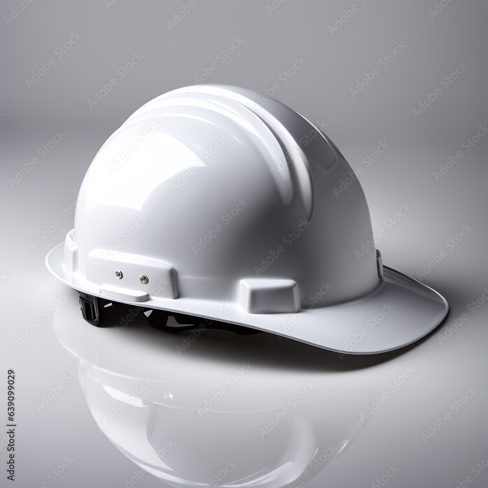 White Hard Hat On a Gray Gradient Background For Construction Safety White Hard Hat On a Gray Gradient Background For Construction Safety