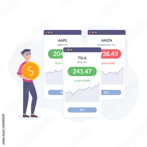 Investing in stocks illustration useable for both ios android and web