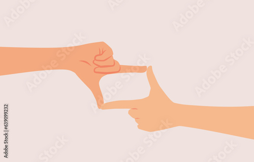 Hands Making a Framing Gesture Vector Cartoon illustration. Creative director making a frame sign using nonverbal communication 
