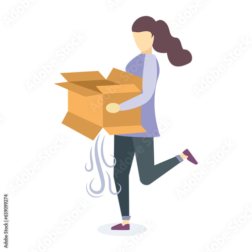 Girl with empty box illustration useable for both ios android and web